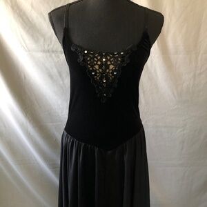 Black Floor Length Dance Dress with Built-In Leotard